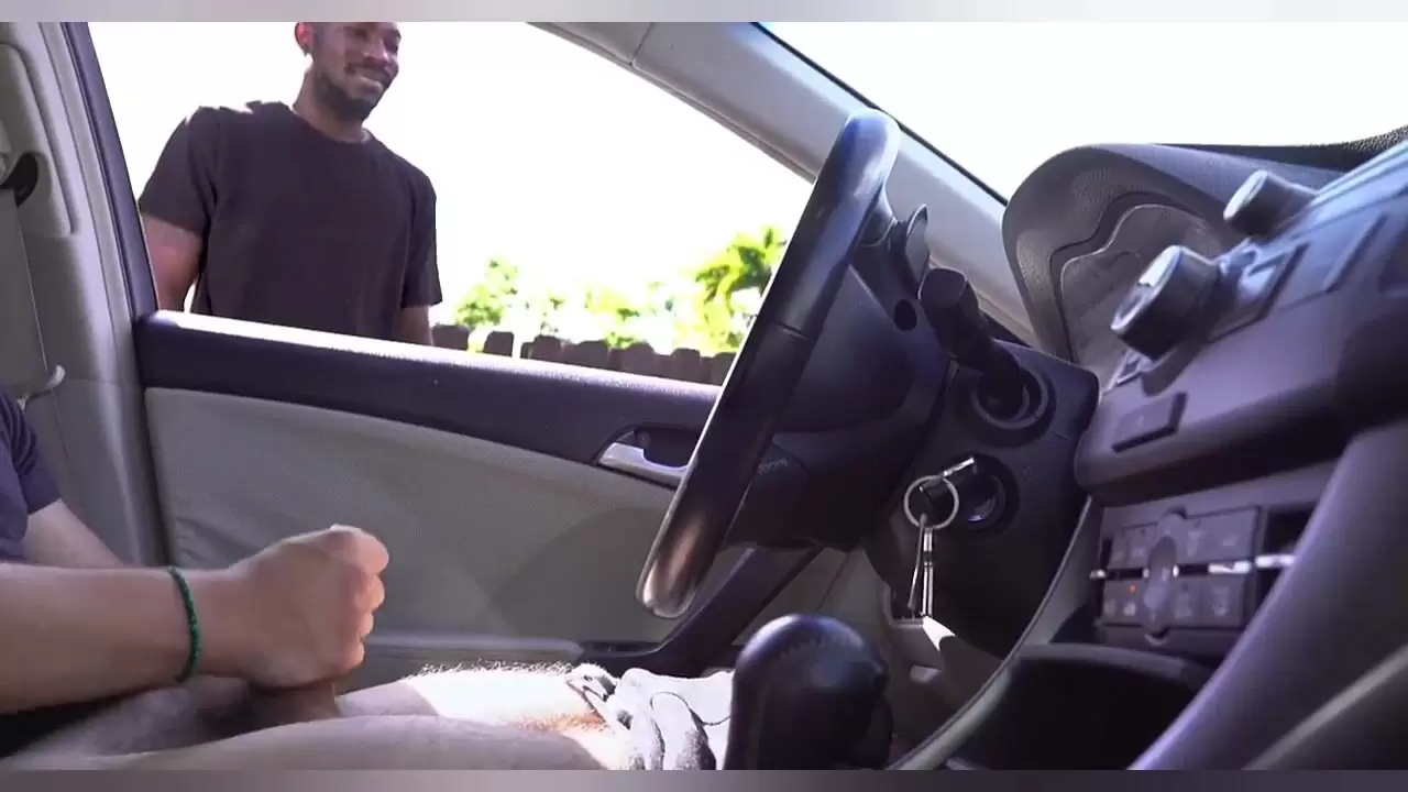 Black guy watches another guy masturbate in the car while ch watch online